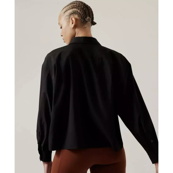 Athleta Women's Cropped Tech Stretch Top Black Plus Size: 3X NWT $119 - Picture 3 of 4